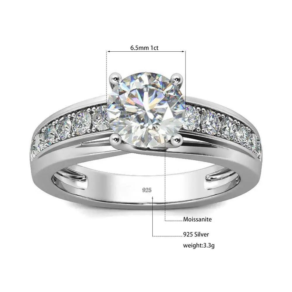 1 Karat Moissanit-Ring für Damen – 925er Sterlingsilber