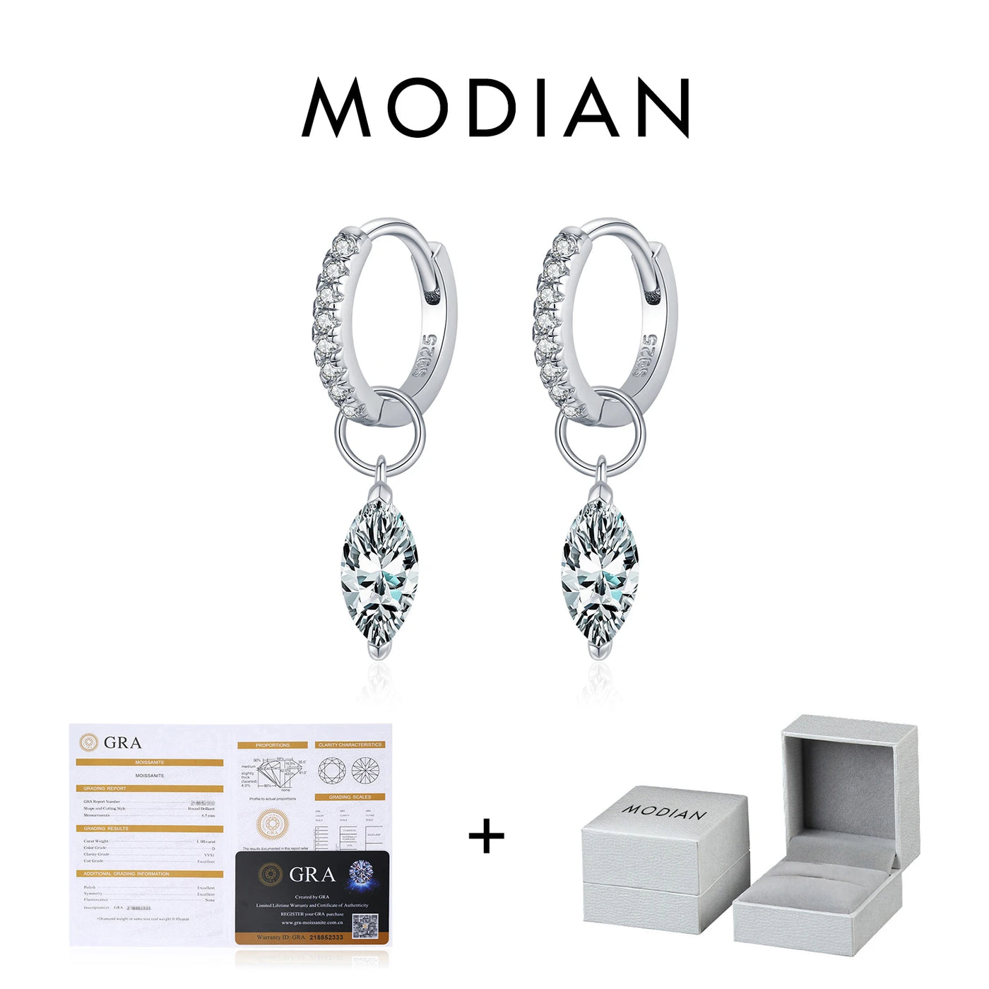 Funkelnde Moissanit Ohrringe, 925er Sterling Silber