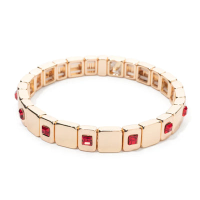 Goldene Stretch-Armbänder mit bunten Kristallen