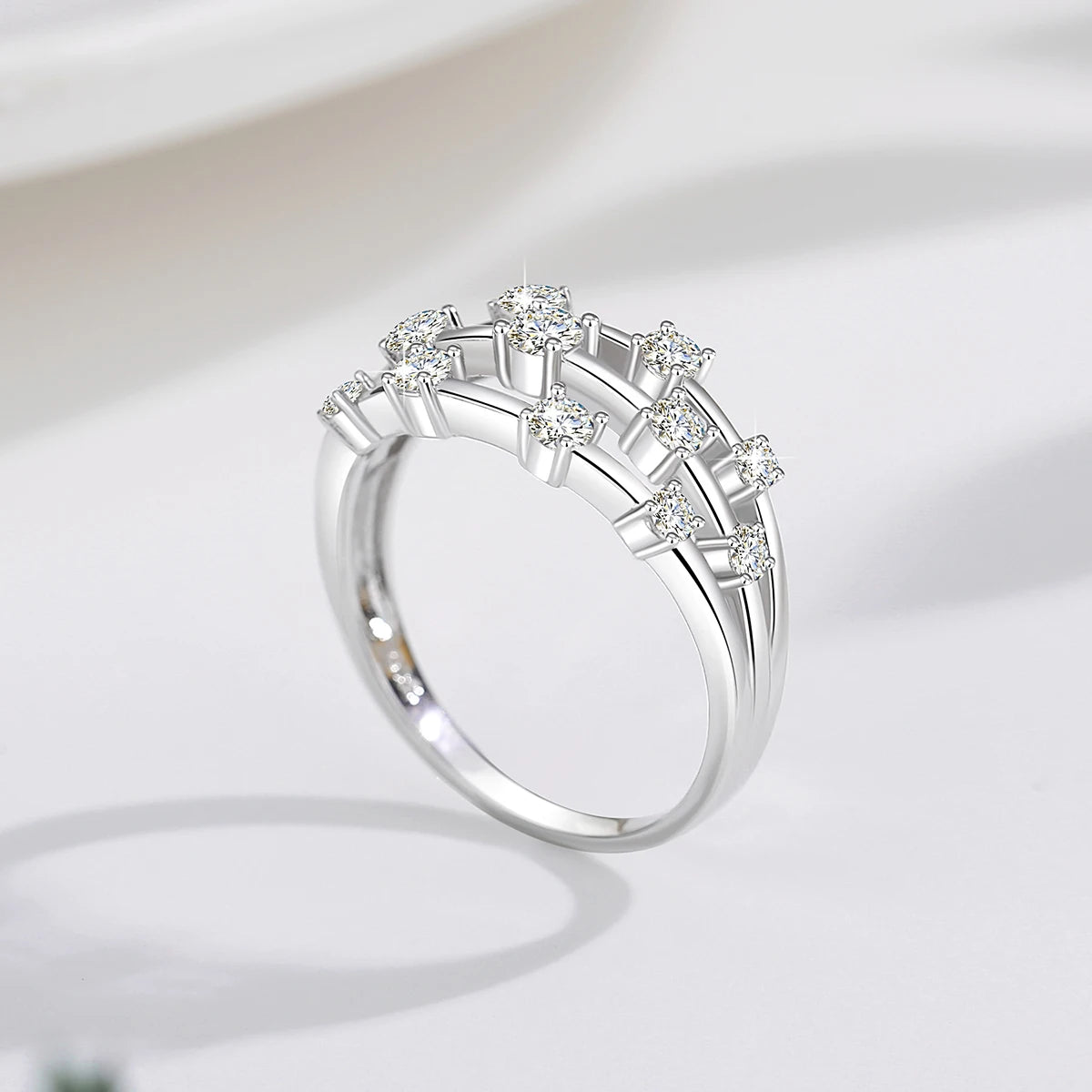 Eleganter Moissanit Ring für Damen, 925 Sterling Silber