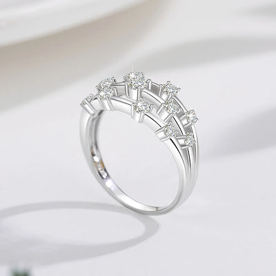 Eleganter Moissanit Ring für Damen, 925 Sterling Silber