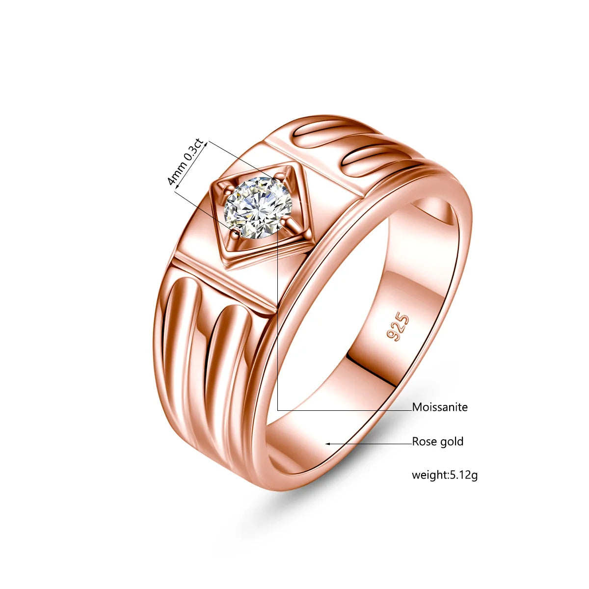 Unisex 925 Sterling Silber mit Moissanit