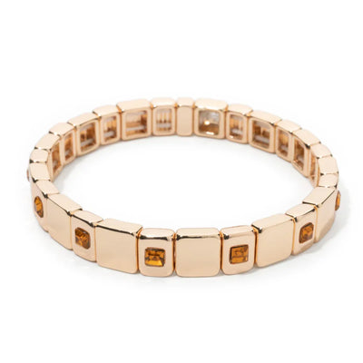 Goldene Stretch-Armbänder mit bunten Kristallen