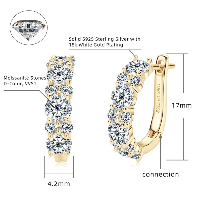 Moissanit-Ohrringe aus 925er Sterlingsilber