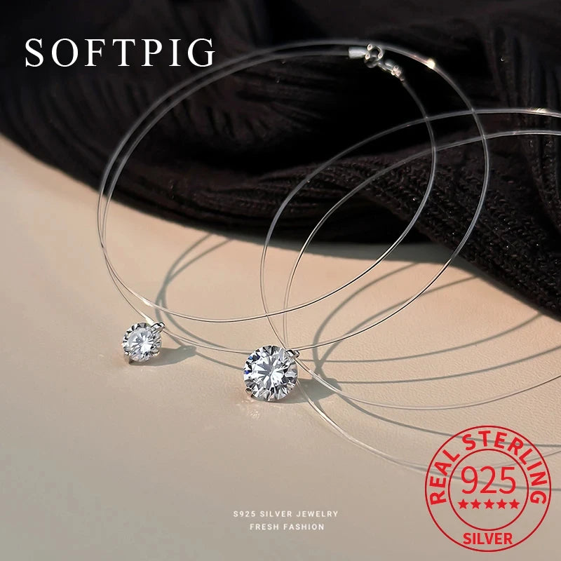 Halskette Moissanit oder Zirkonia, 925er Sterlingsilber