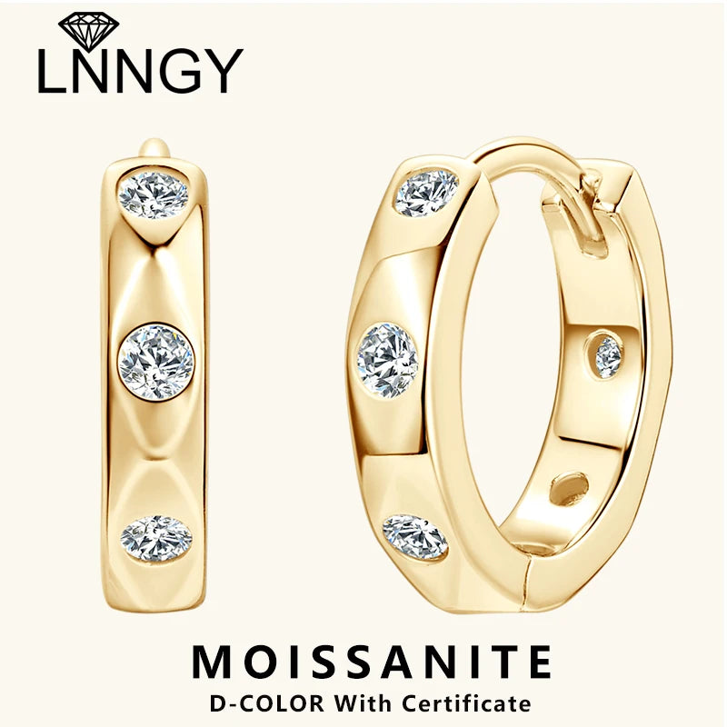 Lnngy Moissanit Ohrringe  Huggie-Creolen, 925er Sterlingsilber