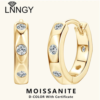 Lnngy Moissanit Ohrringe  Huggie-Creolen, 925er Sterlingsilber