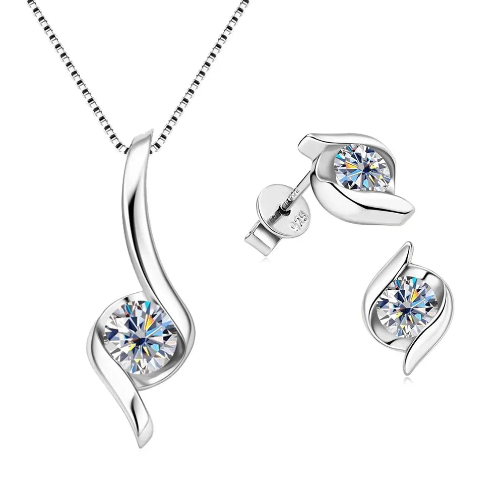 2.0 ct Moissanit-Schmuckset für Damen – 925er Sterlingsilber