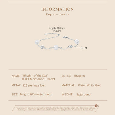 BAMOER Zartes Armband aus 925er Sterlingsilber mit Moissanit & Muschelperle