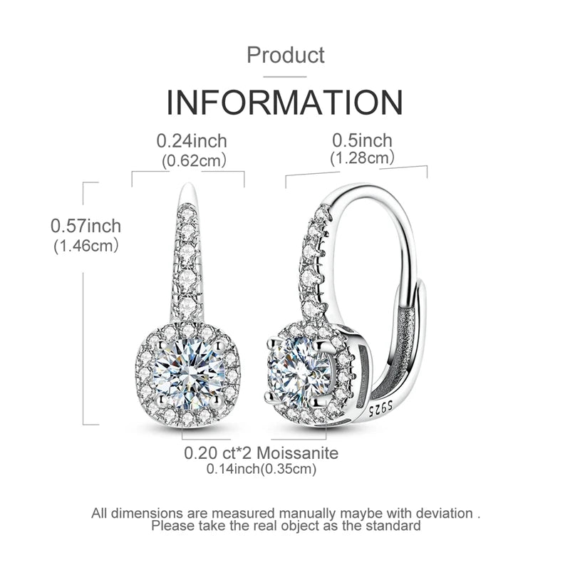 Würfelförmige Moissanit Ohrringe, 925er Sterling Silber