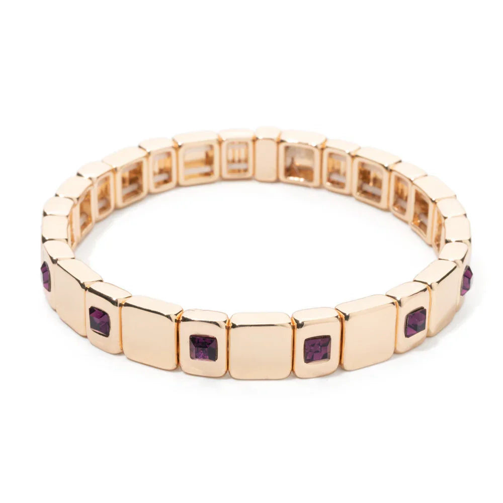 Goldene Stretch-Armbänder mit bunten Kristallen