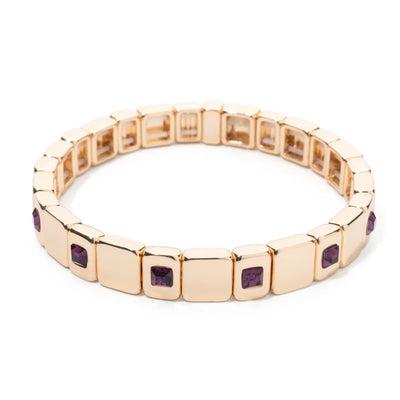 Goldene Stretch-Armbänder mit bunten Kristallen