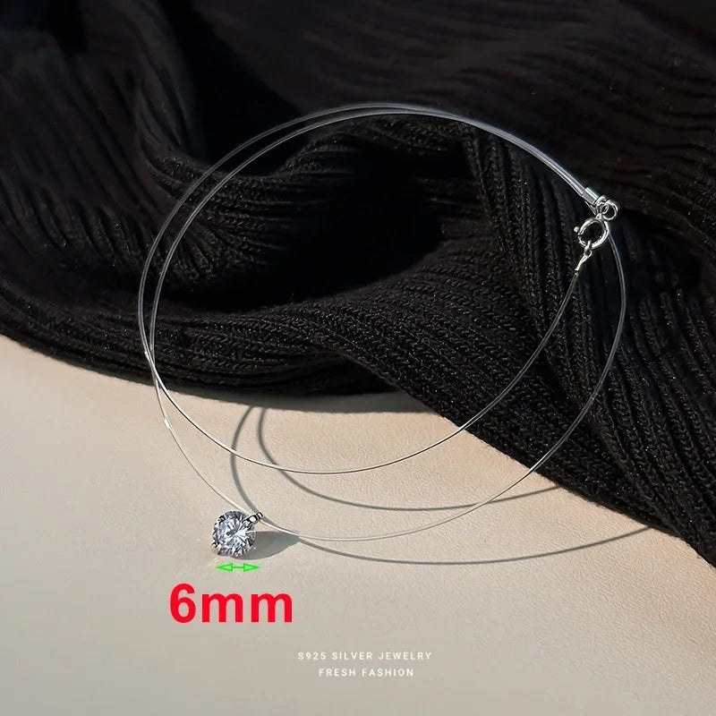 Halskette Moissanit oder Zirkonia, 925er Sterlingsilber