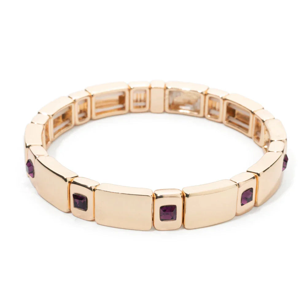 Goldene Stretch-Armbänder mit bunten Kristallen