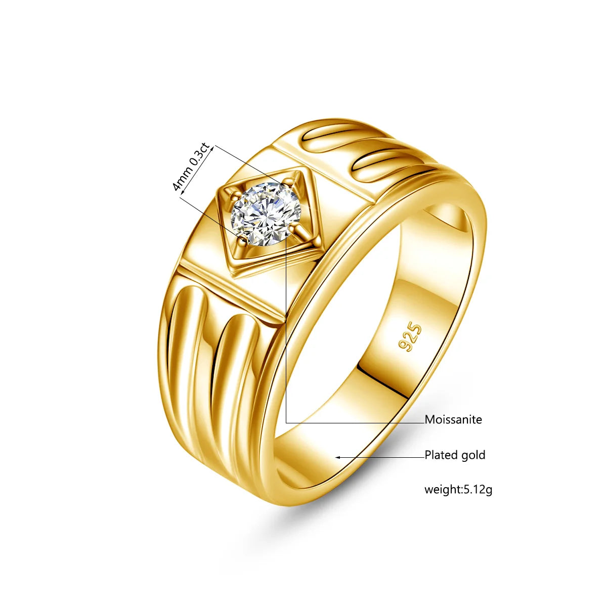 Unisex 925 Sterling Silber mit Moissanit