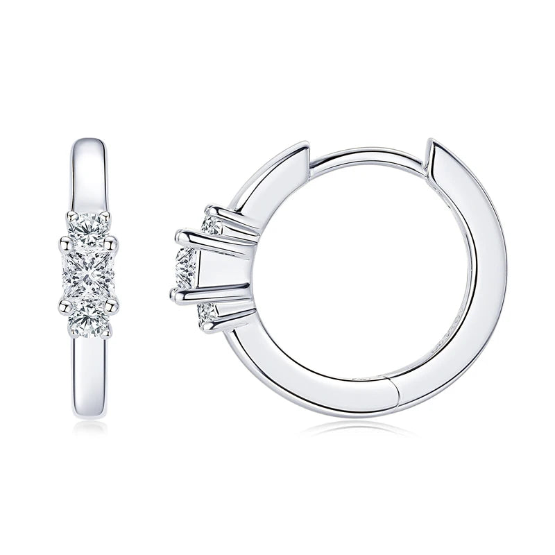 Moissanit Mini Creolen 2,5 mm Diamant Optik, 925er Sterling Silber, Unisex Ohrringe