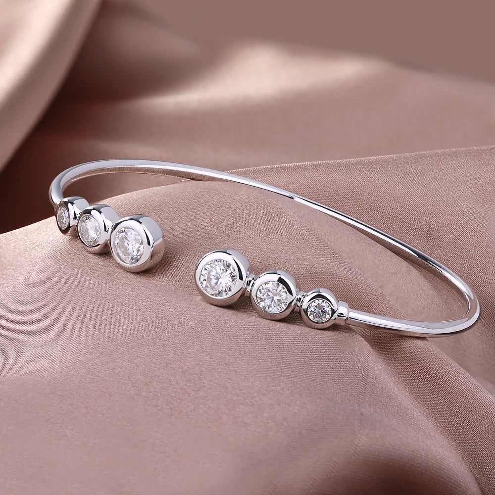 Offener Armreif 925er Sterlingsilber mit Moissanitstein