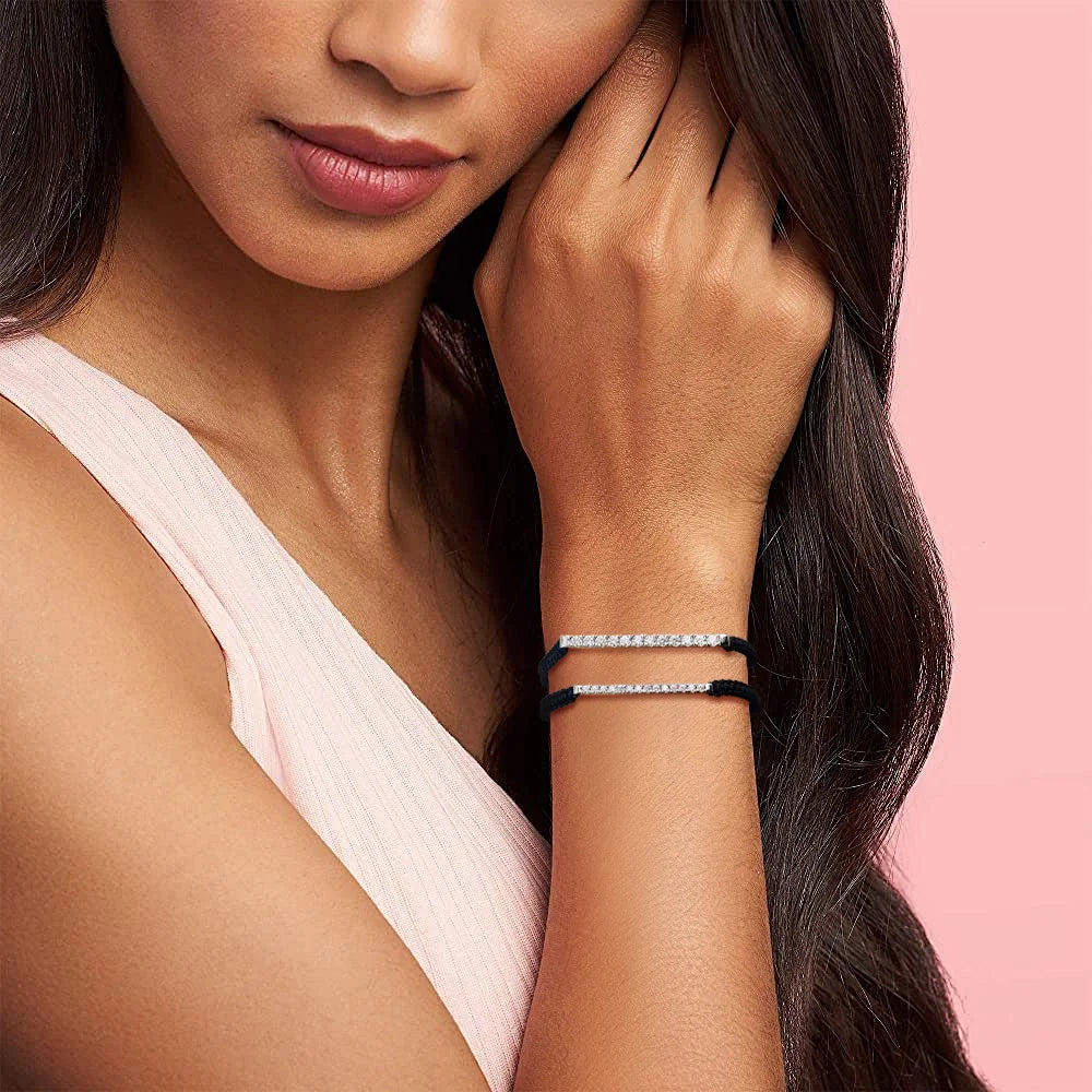 Geflochtenes Armband mit Moissanit, 925er Sterlingsilber