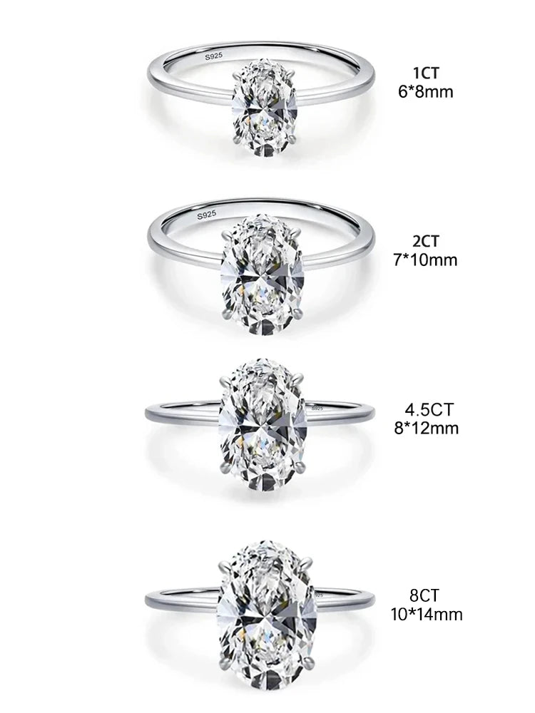 Ovaler Zirkon-Ring aus 925er Sterlingsilber – Luxuriöser Verlobungs- & Hochzeitsring für Damen