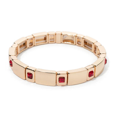 Goldene Stretch-Armbänder mit bunten Kristallen