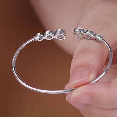 Offener Armreif 925er Sterlingsilber mit Moissanitstein