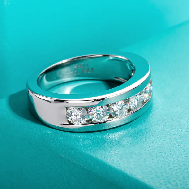 Moissanit Ehering, 925 Sterling Silber