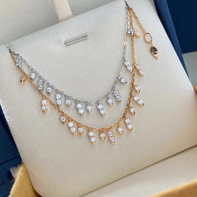 Zarte Moissanit Halskette, 925er Sterling Silber