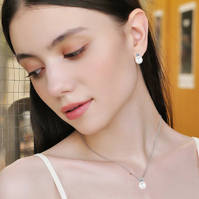 Luxus Moissanit Perlen Schmuckset