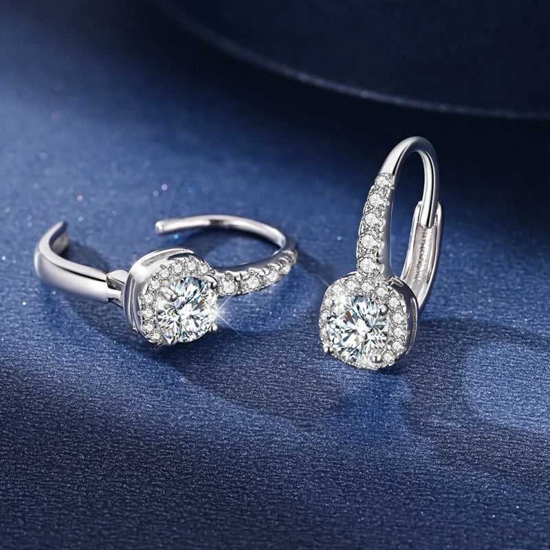 Würfelförmige Moissanit Ohrringe, 925er Sterling Silber