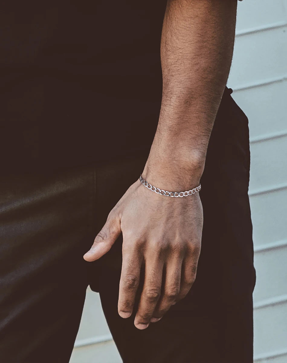 Diamantgeschliffene Gliederkette für Damen & Herren, 925 Sterling Silber