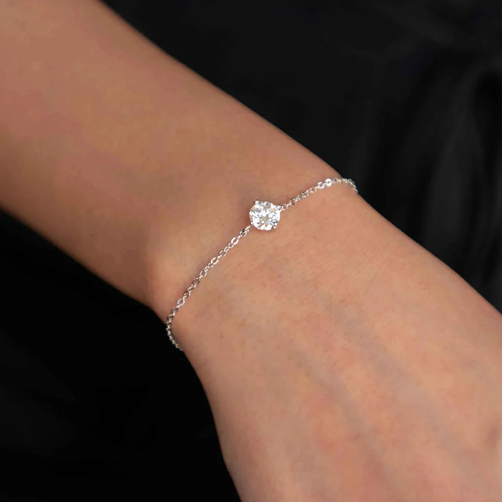 1 Karat Moissanit oder Zirkon Armband, 925er Silber