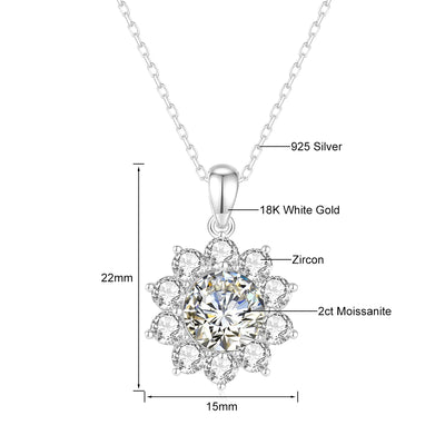 1 karat Moissanit-Blütenanhänger – 18 K vergoldete Halskette aus 925er Sterlingsilber
