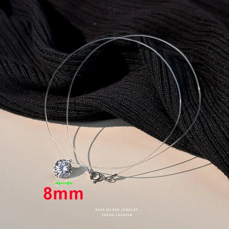 Halskette Moissanit oder Zirkonia, 925er Sterlingsilber