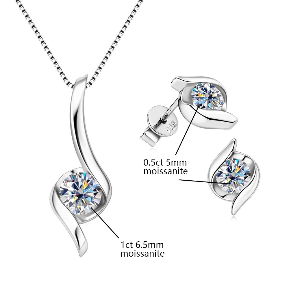 2.0 ct Moissanit-Schmuckset für Damen – 925er Sterlingsilber