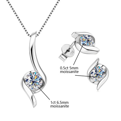 2.0 ct Moissanit-Schmuckset für Damen – 925er Sterlingsilber