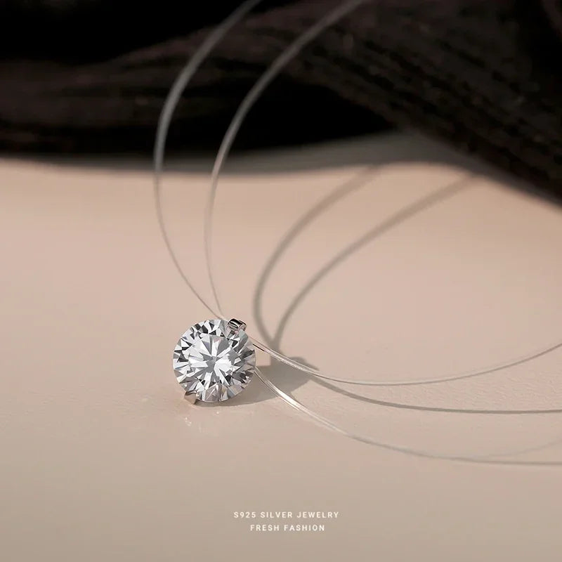 Halskette Moissanit oder Zirkonia, 925er Sterlingsilber