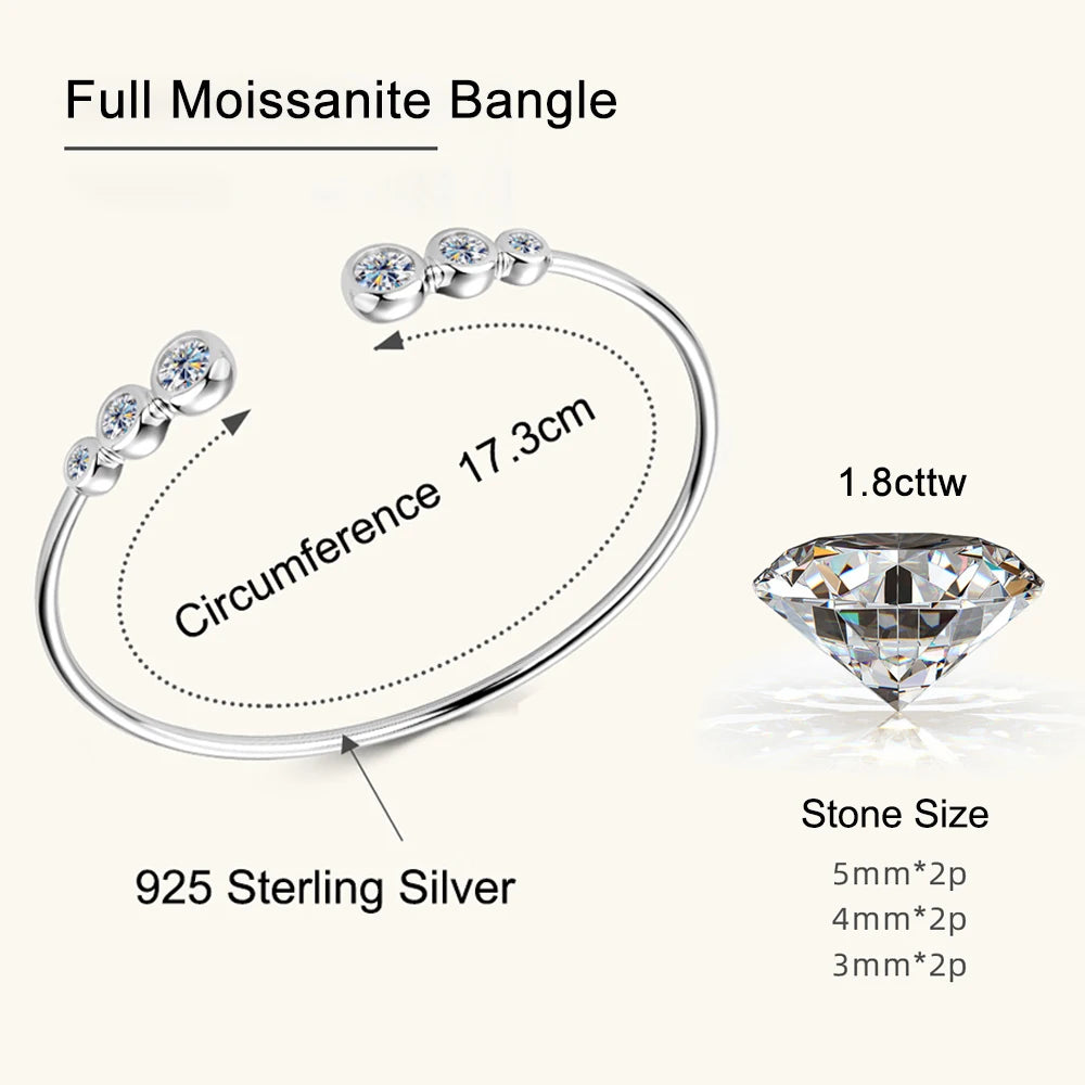 Offener Armreif 925er Sterlingsilber mit Moissanitstein