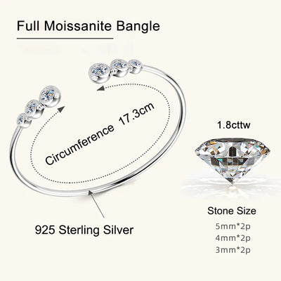 Offener Armreif 925er Sterlingsilber mit Moissanitstein