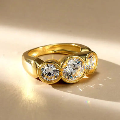 Damenring mit rundem Moissanit, 925er Sterlingsilber, GRA Zertifiziert