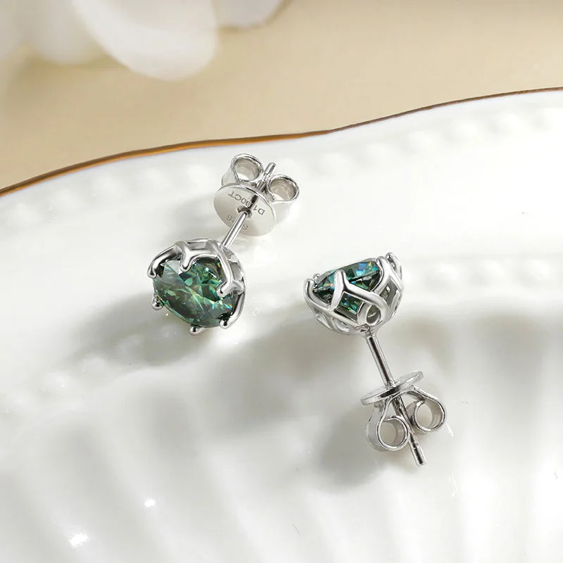 Moissanit Ohrstecker, 925 Sterling Silber mit 18K Weißgold Beschichtung