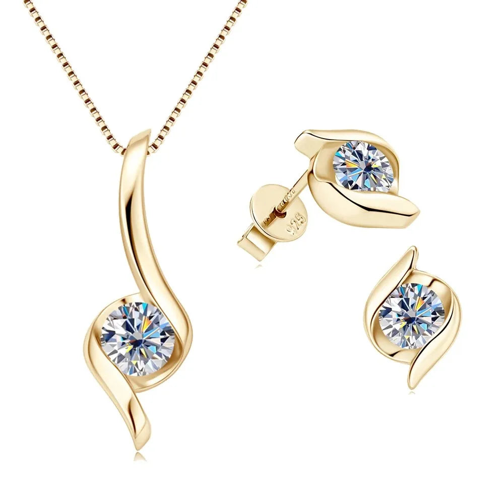 2.0 ct Moissanit-Schmuckset für Damen – 925er Sterlingsilber