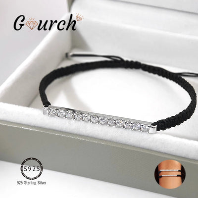 Geflochtenes Armband mit Moissanit, 925er Sterlingsilber
