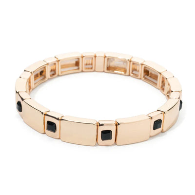 Goldene Stretch-Armbänder mit bunten Kristallen