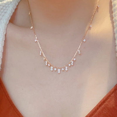 Zarte Moissanit Halskette, 925er Sterling Silber