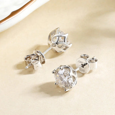 Moissanit Ohrstecker, 925 Sterling Silber mit 18K Weißgold Beschichtung