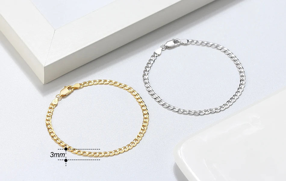 Diamantgeschliffene Gliederkette für Damen & Herren, 925 Sterling Silber