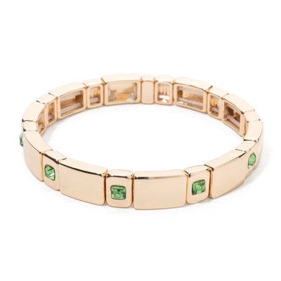 Goldene Stretch-Armbänder mit bunten Kristallen