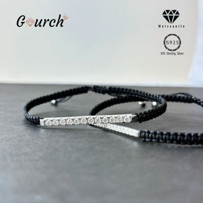 Geflochtenes Armband mit Moissanit, 925er Sterlingsilber