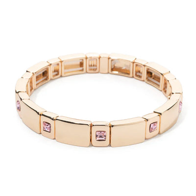 Goldene Stretch-Armbänder mit bunten Kristallen
