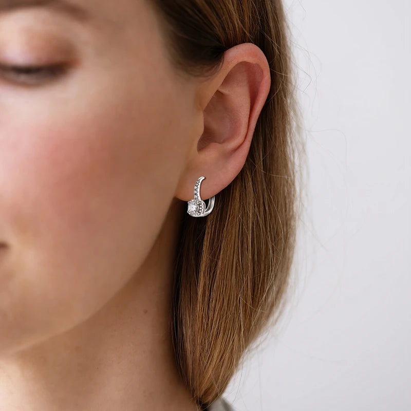 Würfelförmige Moissanit Ohrringe, 925er Sterling Silber